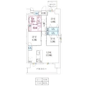 スプランディッド難波VII(セブン)の間取り図