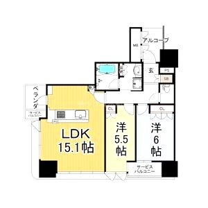 ザ・ファインタワー大阪肥後橋の間取り図