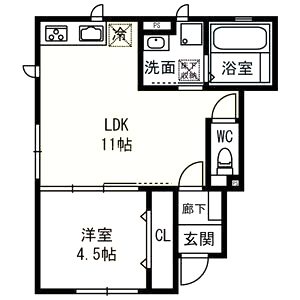 メゾンラフィーネ大日 A棟 Aの間取り図