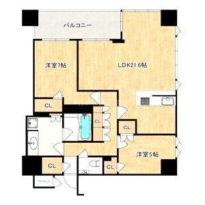 クレヴィアタワー御堂筋本町の間取り図