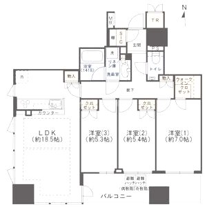 クレヴィアタワー御堂筋本町の間取り図