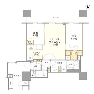 クレヴィアタワー御堂筋本町の間取り図