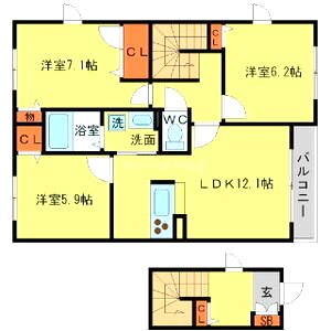 CASA VERDE B棟の間取り図