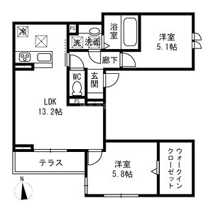 Passaro Grande北田辺の間取り図