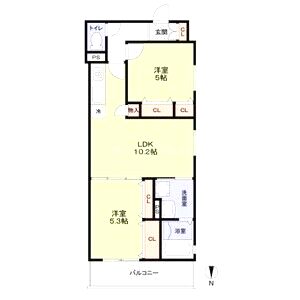フォレストクリエオーレ城垣町弐番館の間取り図