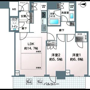 プレミストタワー大阪新町ローレルコートの間取り図