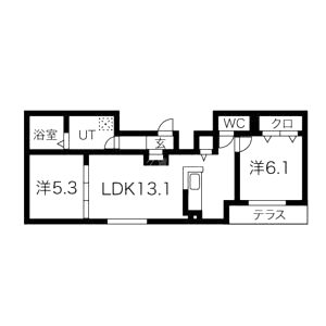 ワン ウェーブ 霞ヶ丘の間取り図