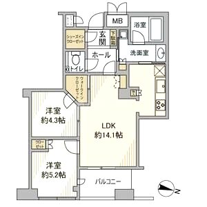 ディーグラフォート大阪N.YタワーHIGOBASHIの間取り図