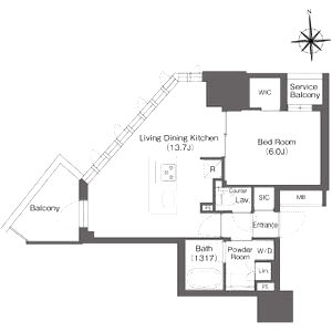コンフォリア・リヴ本町WEST Qの間取り図