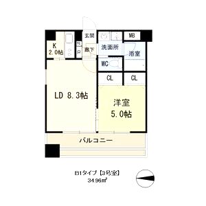 コスモリード谷町六丁目の間取り図