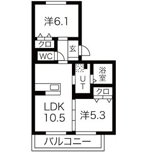 エール北花山 部屋の間取り図