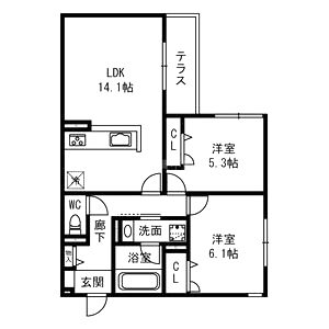D-residence西野B棟の間取り図