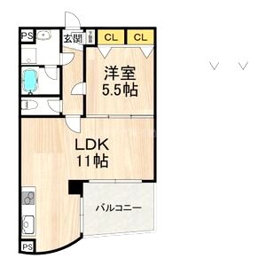 フェルザ今宮戎(旧:Krehl難波南)の間取り図