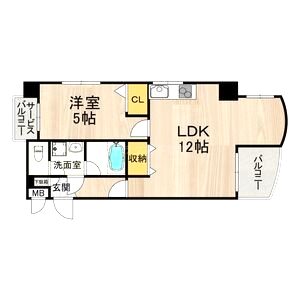フェルザ今宮戎(旧:Krehl難波南)の間取り図