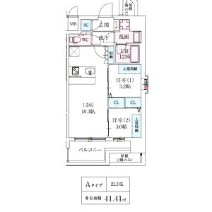 スプランディッド弁天町WESTの間取り図