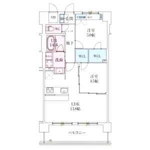 スプランディッド難波Vの間取り図