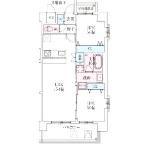 スプランディッド難波Vの間取り図