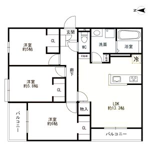 (仮称)尼崎市東園田町3丁目共同住宅の間取り図