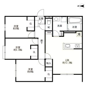 (仮称)尼崎市東園田町3丁目共同住宅の間取り図