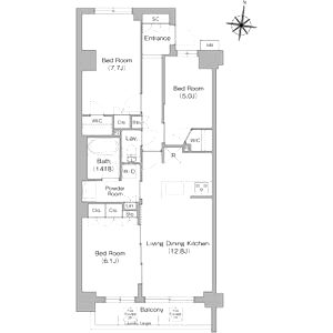 ミレーネ神戸住吉本町の間取り図